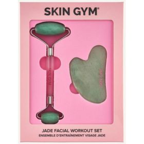 Skin Gym Jade Facial Workout Set with Roller & Gua Sha â€“ Facial Massage & Tension Relief Kit