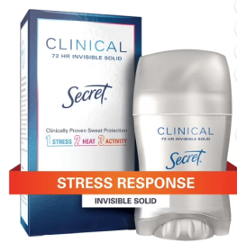 Secret Clinical Invisible Solid Antiperspirant and Deodorant for Women, Stress Response, 1.6 oz