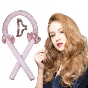 Heatless Curling Rod Headband No Heat Wave Hair Curlers Spiral Curls Headband (Color: Pink)