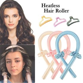 Heatless Curling Rod Headband No Heat Hair Curlers Ribbon Hair Rollers Sleeping Soft Curl Bar Wave Formers DIY Hair Styling Tool (Color: Shiny Green)